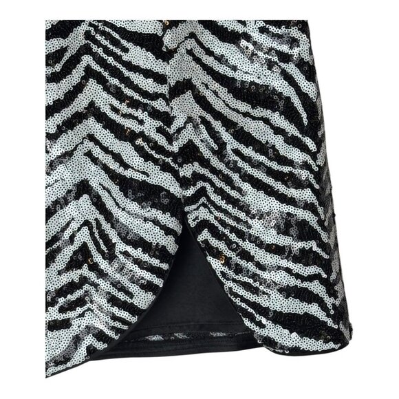 LPA Skirt Women Small Black White Sequin Zebra Print Mini Party Cocktail Sexy - Picture 5 of 10